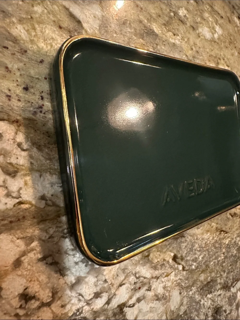 AVEDA Emerald and Gold Trinket/Soap Tray